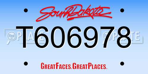 T606978 South Dakota License Plate