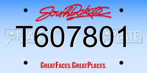 T607801 South Dakota License Plate