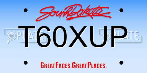 T60XUP South Dakota License Plate