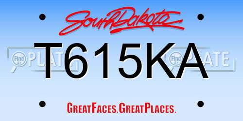 T615KA South Dakota License Plate