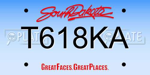 T618KA South Dakota License Plate