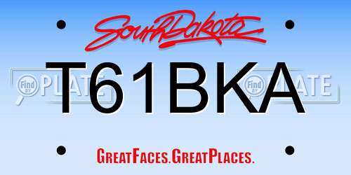 T61BKA South Dakota License Plate