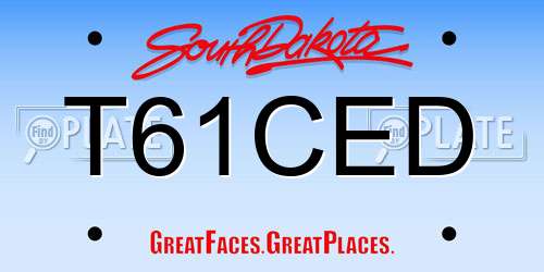 T61CED South Dakota License Plate