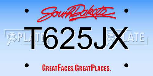 T625JX South Dakota License Plate