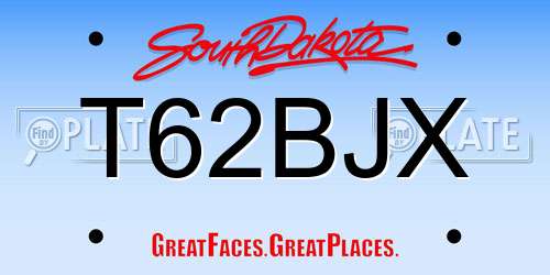 T62BJX South Dakota License Plate