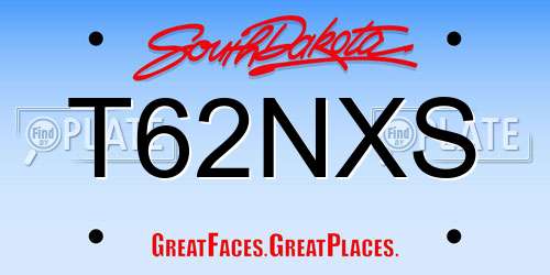 T62NXS South Dakota License Plate