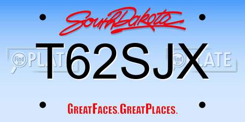 T62SJX South Dakota License Plate