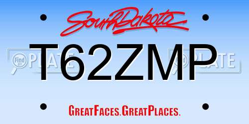 T62ZMP South Dakota License Plate