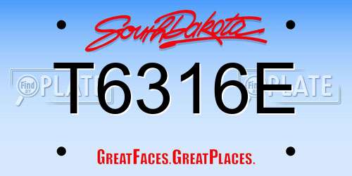 T6316E South Dakota License Plate