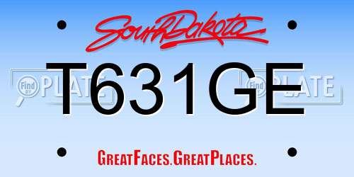 T631GE South Dakota License Plate