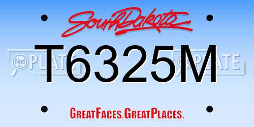 T6325M South Dakota License Plate