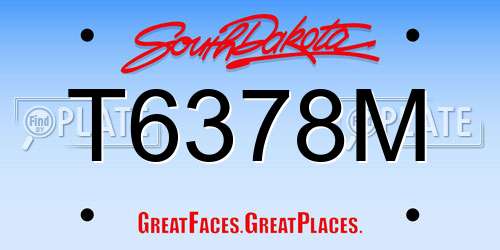 T6378M South Dakota License Plate