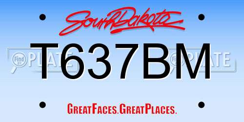 T637BM South Dakota License Plate