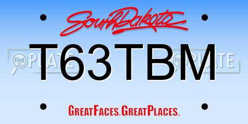 T63TBM South Dakota License Plate