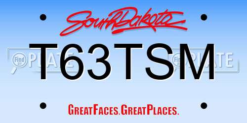 T63TSM South Dakota License Plate