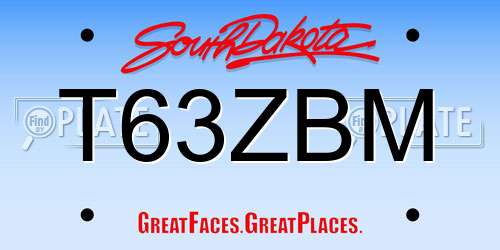 T63ZBM South Dakota License Plate