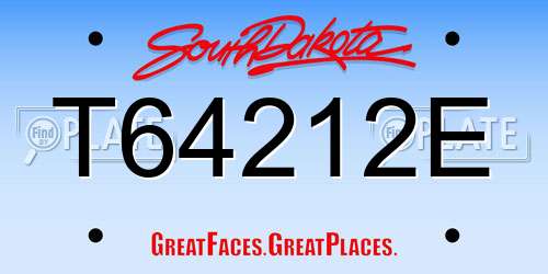 T64212E South Dakota License Plate