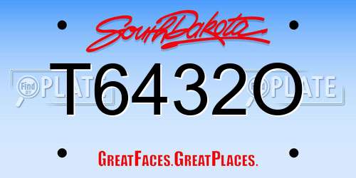 T6432O South Dakota License Plate