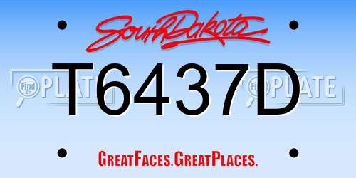 T6437D South Dakota License Plate