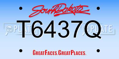 T6437Q South Dakota License Plate