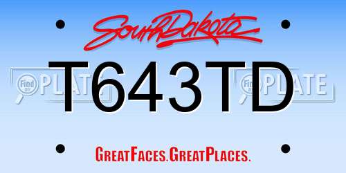 T643TD South Dakota License Plate