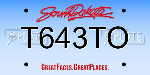 T643TO South Dakota License Plate