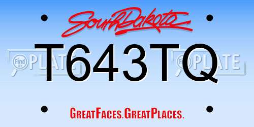 T643TQ South Dakota License Plate