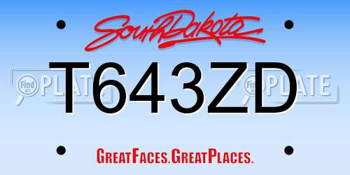 T643ZD South Dakota License Plate