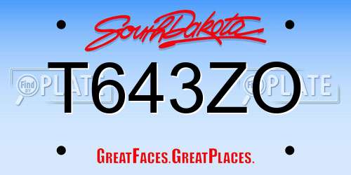 T643ZO South Dakota License Plate
