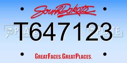 T647123 South Dakota License Plate