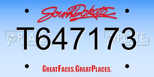 T647173 South Dakota License Plate