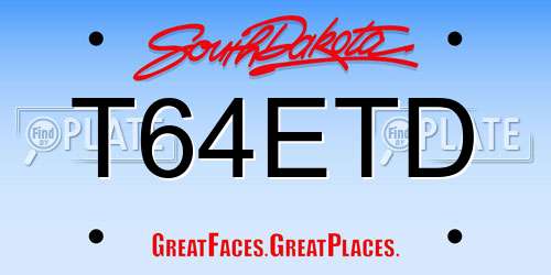 T64ETD South Dakota License Plate
