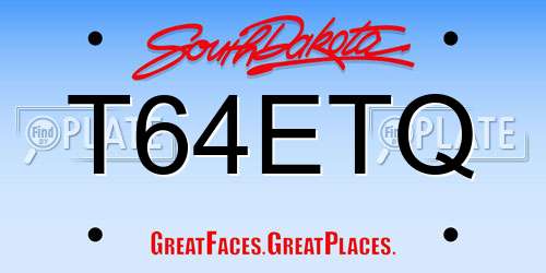 T64ETQ South Dakota License Plate