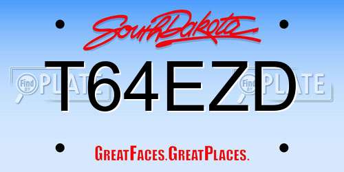 T64EZD South Dakota License Plate