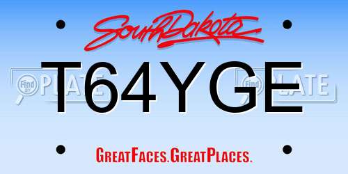 T64YGE South Dakota License Plate