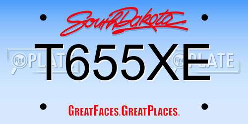 T655XE South Dakota License Plate