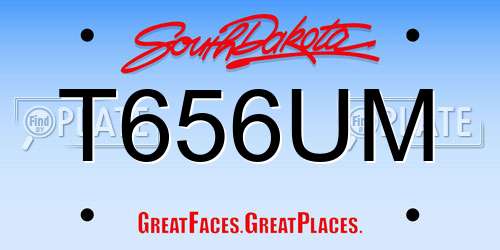 T656UM South Dakota License Plate