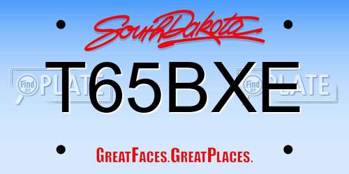 T65BXE South Dakota License Plate