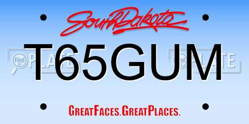 T65GUM South Dakota License Plate