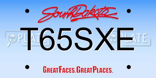 T65SXE South Dakota License Plate
