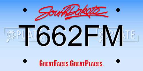 T662FM South Dakota License Plate