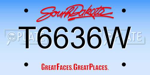 T6636W South Dakota License Plate