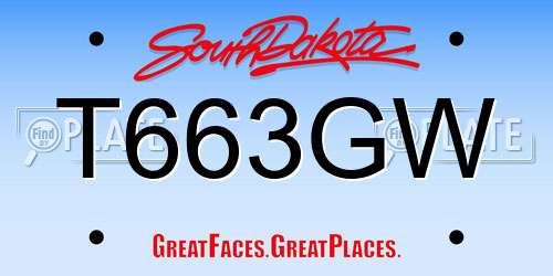 T663GW South Dakota License Plate