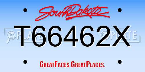T66462X South Dakota License Plate
