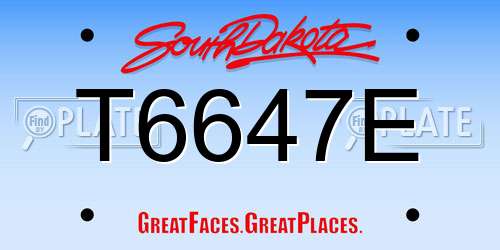 T6647E South Dakota License Plate