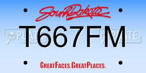 T667FM South Dakota License Plate