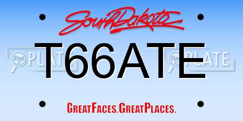 T66ATE South Dakota License Plate