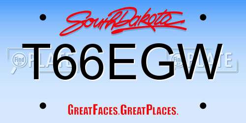 T66EGW South Dakota License Plate