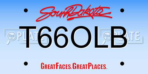 T66OLB South Dakota License Plate