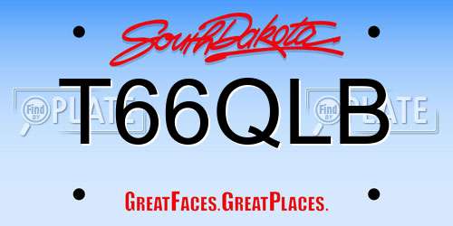 T66QLB South Dakota License Plate